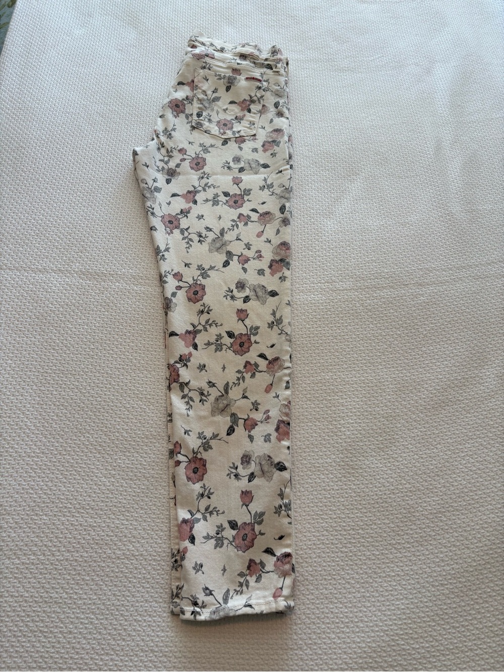 Hudson Nico Midrise Ankle Super Skinny Jeans White / Pink Grey Floral size 32 - Picture 3 of 16